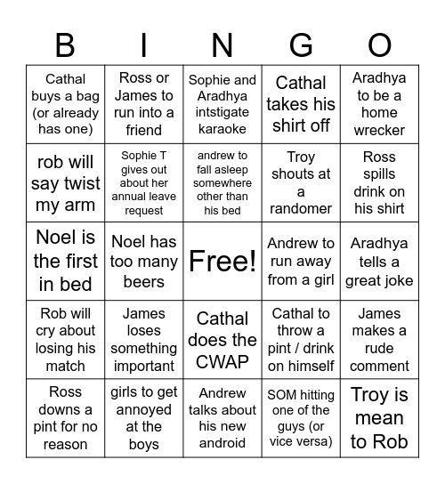 Carlingford Bingo Card