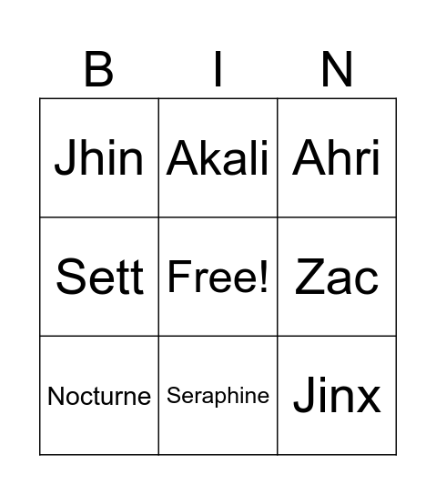 Worlds champ select Bingo Card