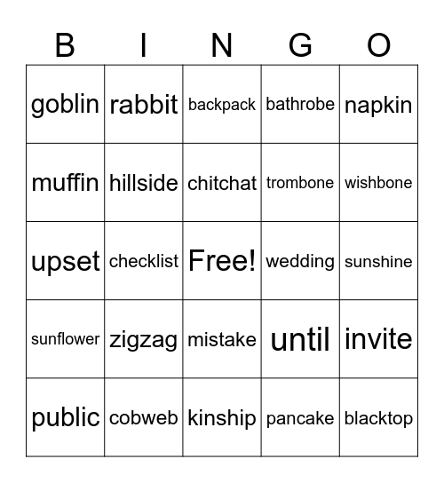 Camila VCCV/compound spelling 11/7/25 Bingo Card