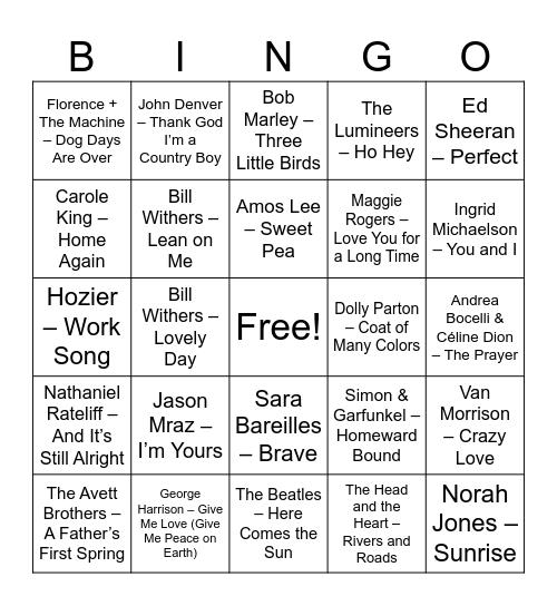 Gratitude Inspired Bingo Card