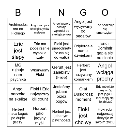 Skelige Bingo Card