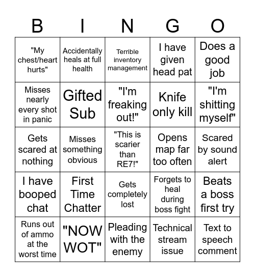 ScaredyChlo Bingo! Bingo Card