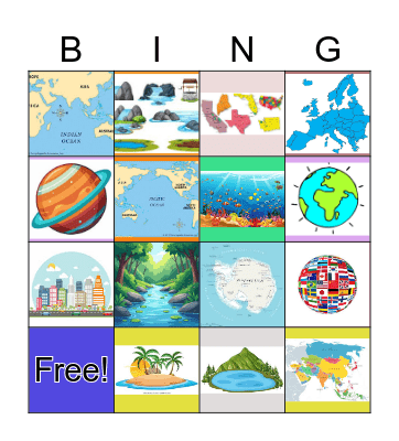 Cuerpos de agua, continentes y oceanos Bingo Card