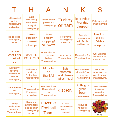 Thanksgiving Bingo Card