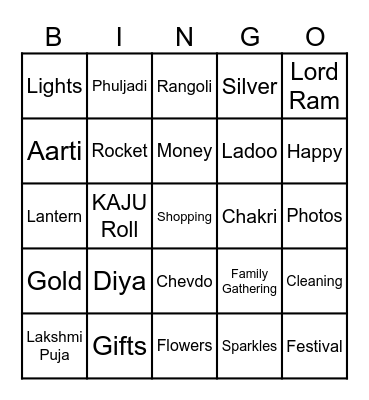 HAPPY DIWALI Bingo Card