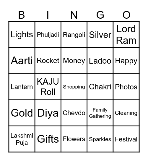 HAPPY DIWALI Bingo Card