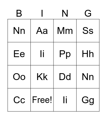 Kinder Letter Sounds & Names set 1&2 Bingo Card