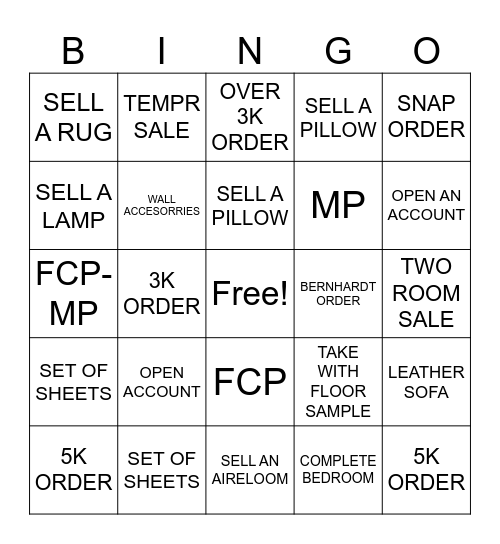 GARDNER WHITE Bingo Card