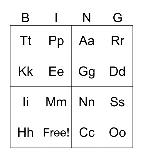 Kinder LN &LS Set 1,2,&3 Bingo Card