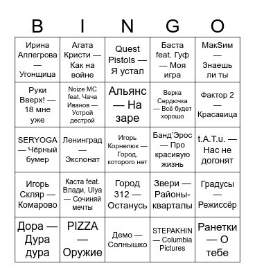 СосиСочное бинго Bingo Card