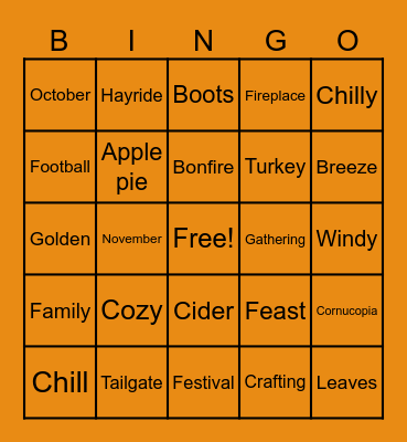 Fall Bingo Card