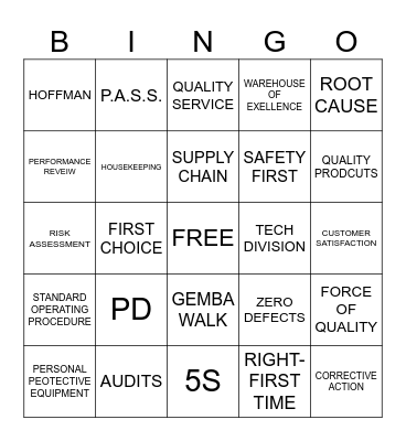 Wolrd Quality B.I.N.G.O Bingo Card