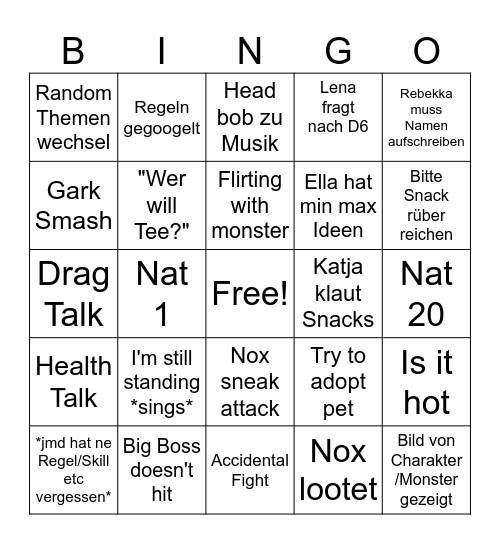 DnD Bingo Card