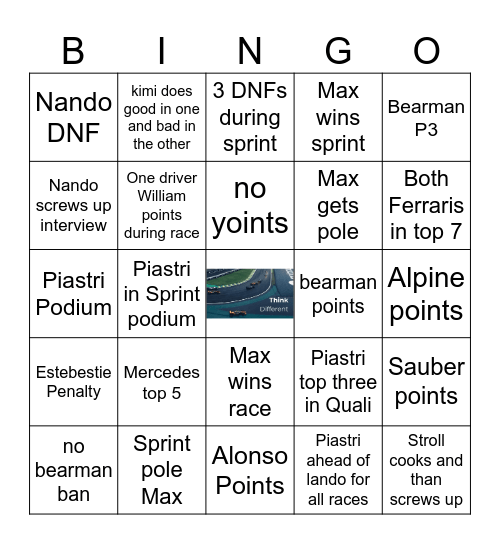 Sao Paula Grand Prix Bingo Card