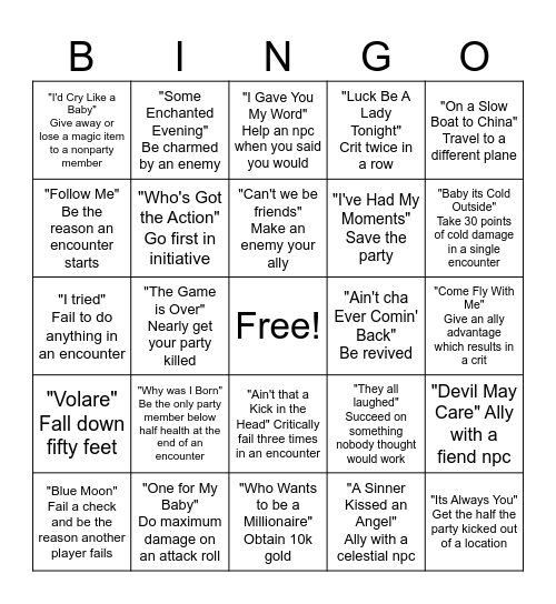 DND BIngo Card