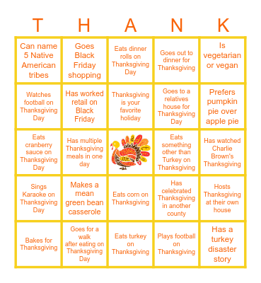 Thanksgiving Bingo Card