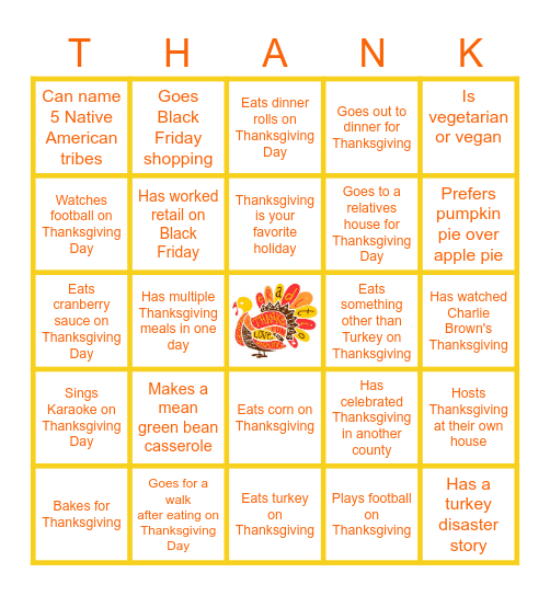 Thanksgiving Bingo Card