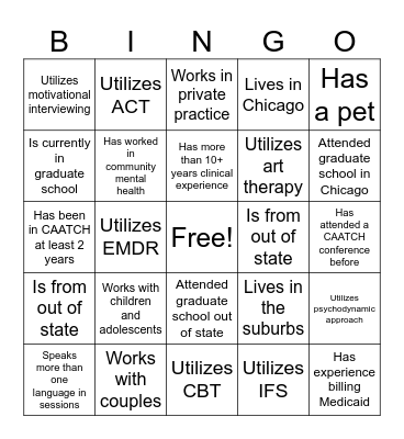 CAATCH Conference 2025 Human Bingo Card