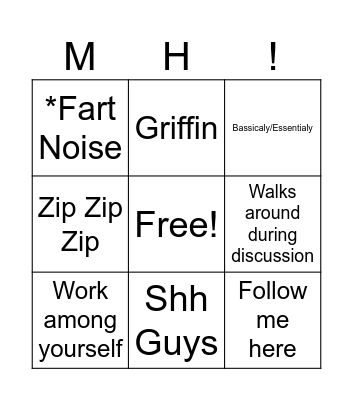 Mr Hill Bingo Card