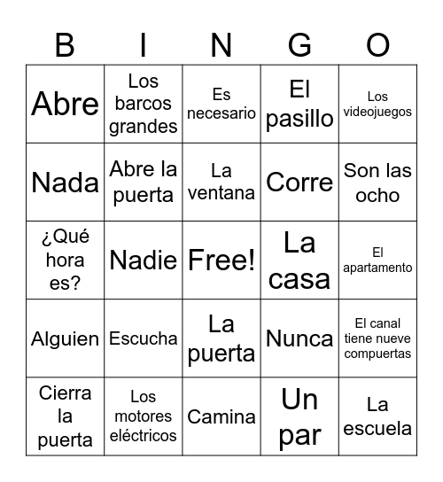 El Canal de Panama Somos 1.3 Bingo Card