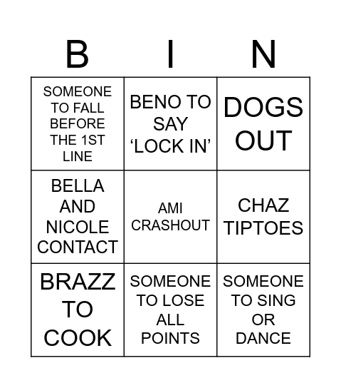 LOCKED IN BINGO Card