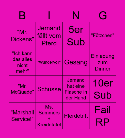 RP Bingo Card
