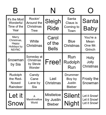 Christmas Bingo Card