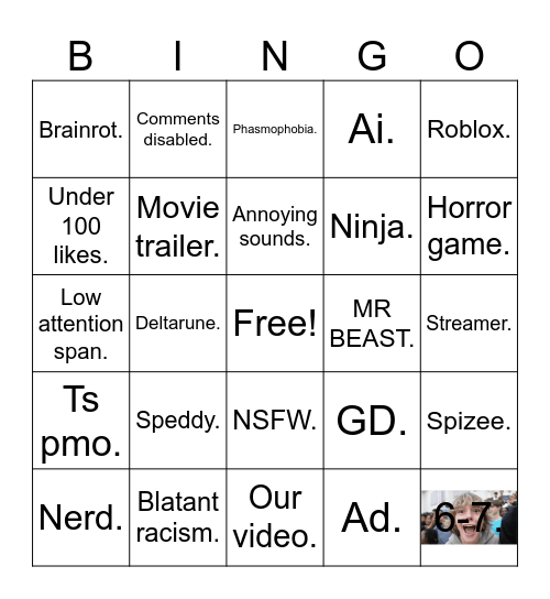 Yt Shorts Bingo. Bingo Card