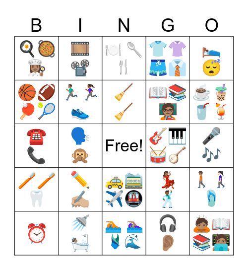 MGA ACTION WORDS (verbs)  - IFG Bingo Card