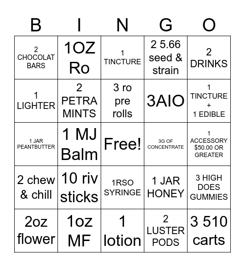 THC BINGO Card