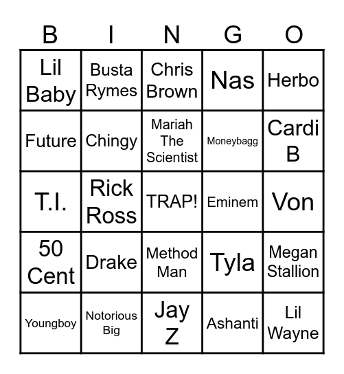 RAP Bingo Card