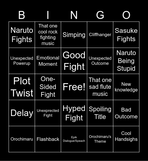 Naruto Bingo Card