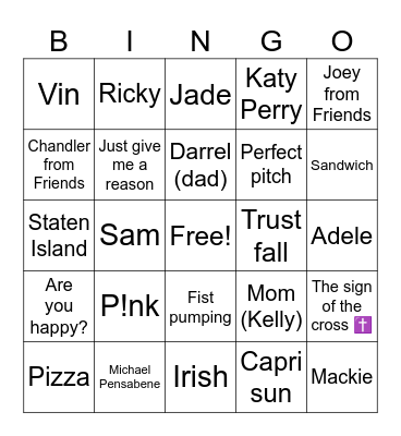 Kevin Tobuck Bingo Card