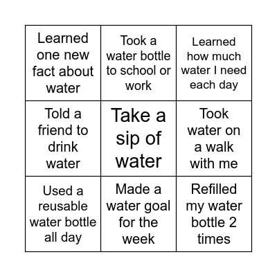 Water Bingo Card