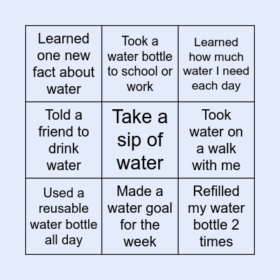 Water Bingo Card
