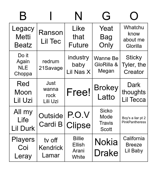 MusicBingo Card