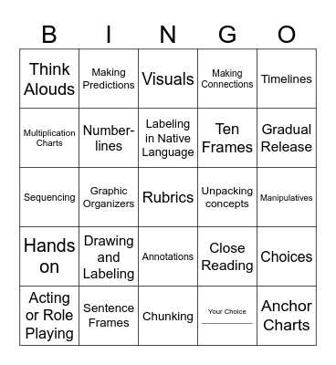 Scaffold Bingo Card