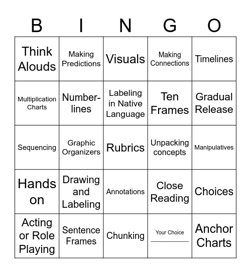 Scaffold Bingo Card