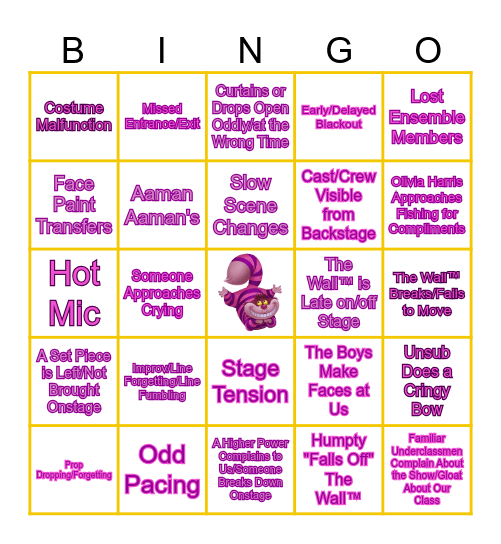 Alice in Wonderland Bingo Card