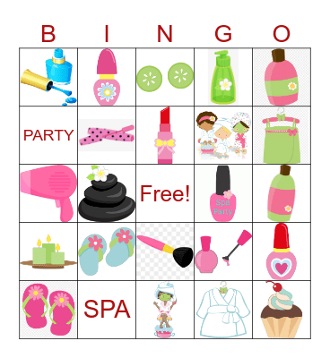 Spa Party Bingo Card