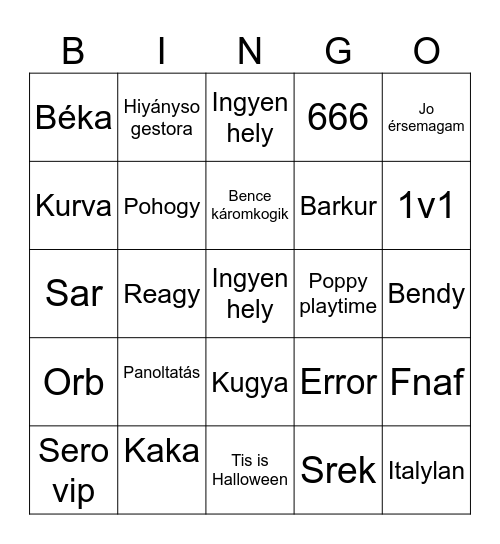 Ragyi roblox Bingo Card