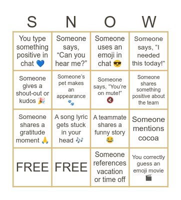 ❄️Let it Snow❄️ Bingo Card