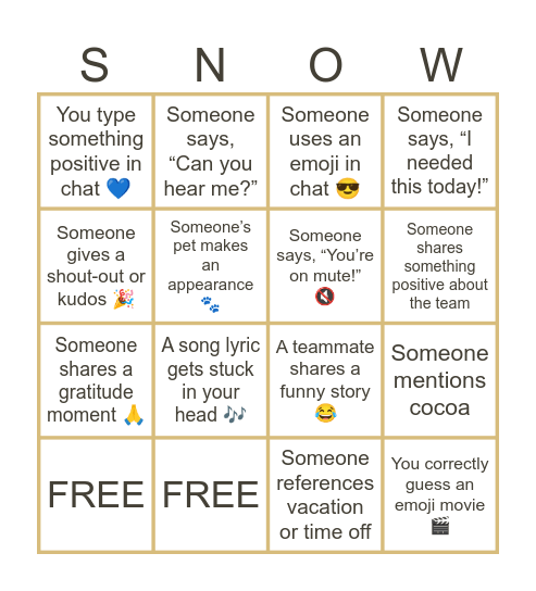 ❄️Let it Snow❄️ Bingo Card
