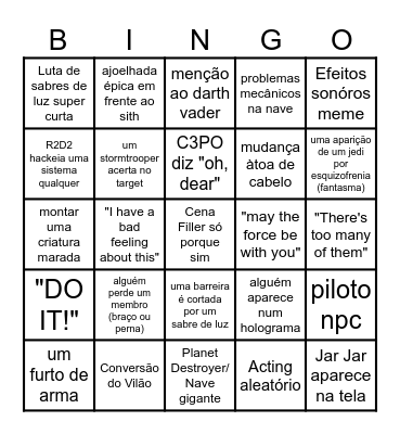 Star Wars Bingo Card