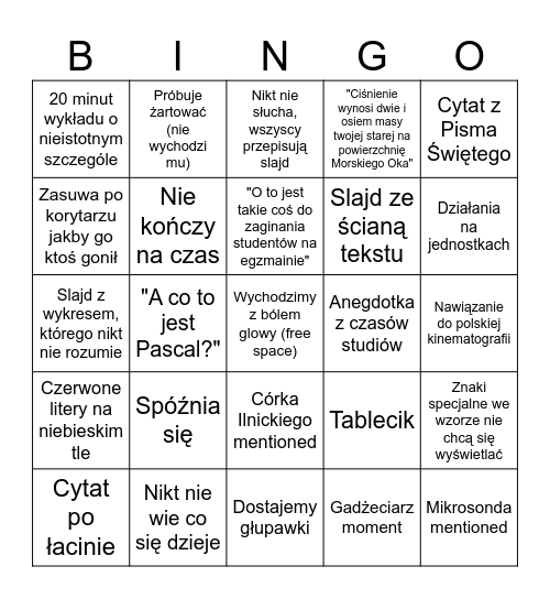 Ilnicki Bingo Card