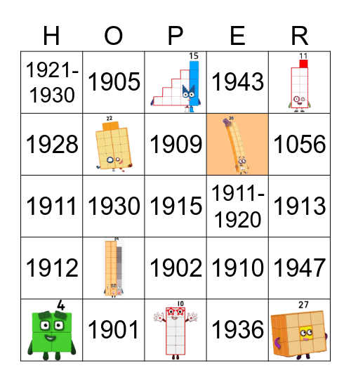 Number blocks Bingo Card