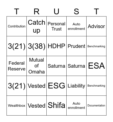 Saturna Trust Company Bingo Card