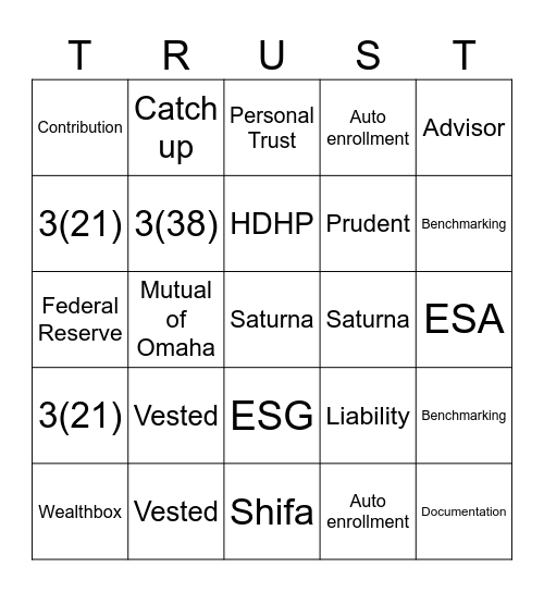 Saturna Trust Company Bingo Card