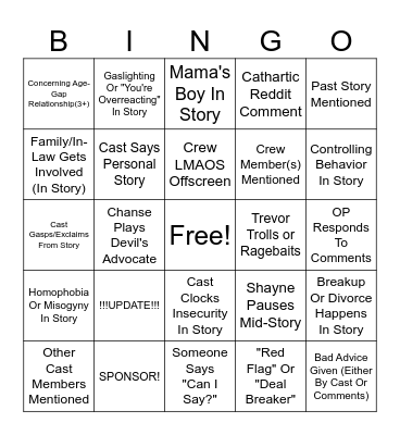 SRRS Bingo Card