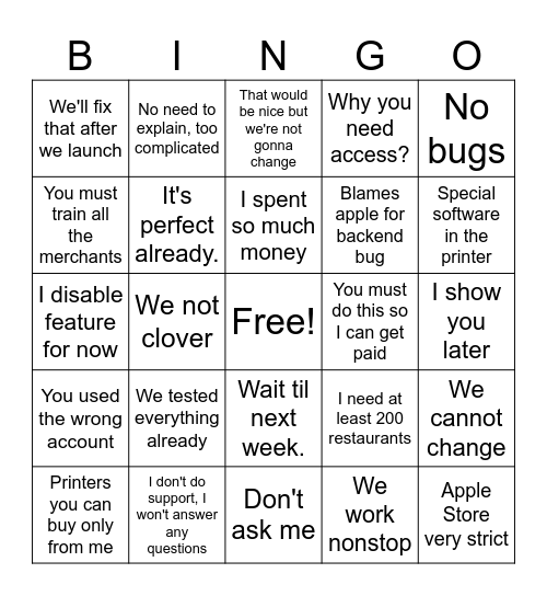 Gaslight POS Bingo Card